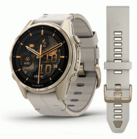 fēnix® 8 – 43 mm, AMOLED - Sapphire, Soft Gold with Limestone Leather Band - 010-02903-40 - Garmin